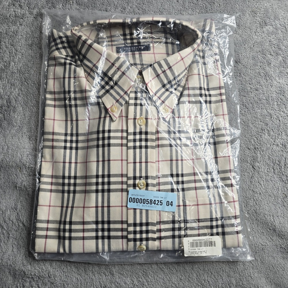 NWT Burberry London Nova Check Shirt Mens LT Large-Tall Tan Plaid L/S Button